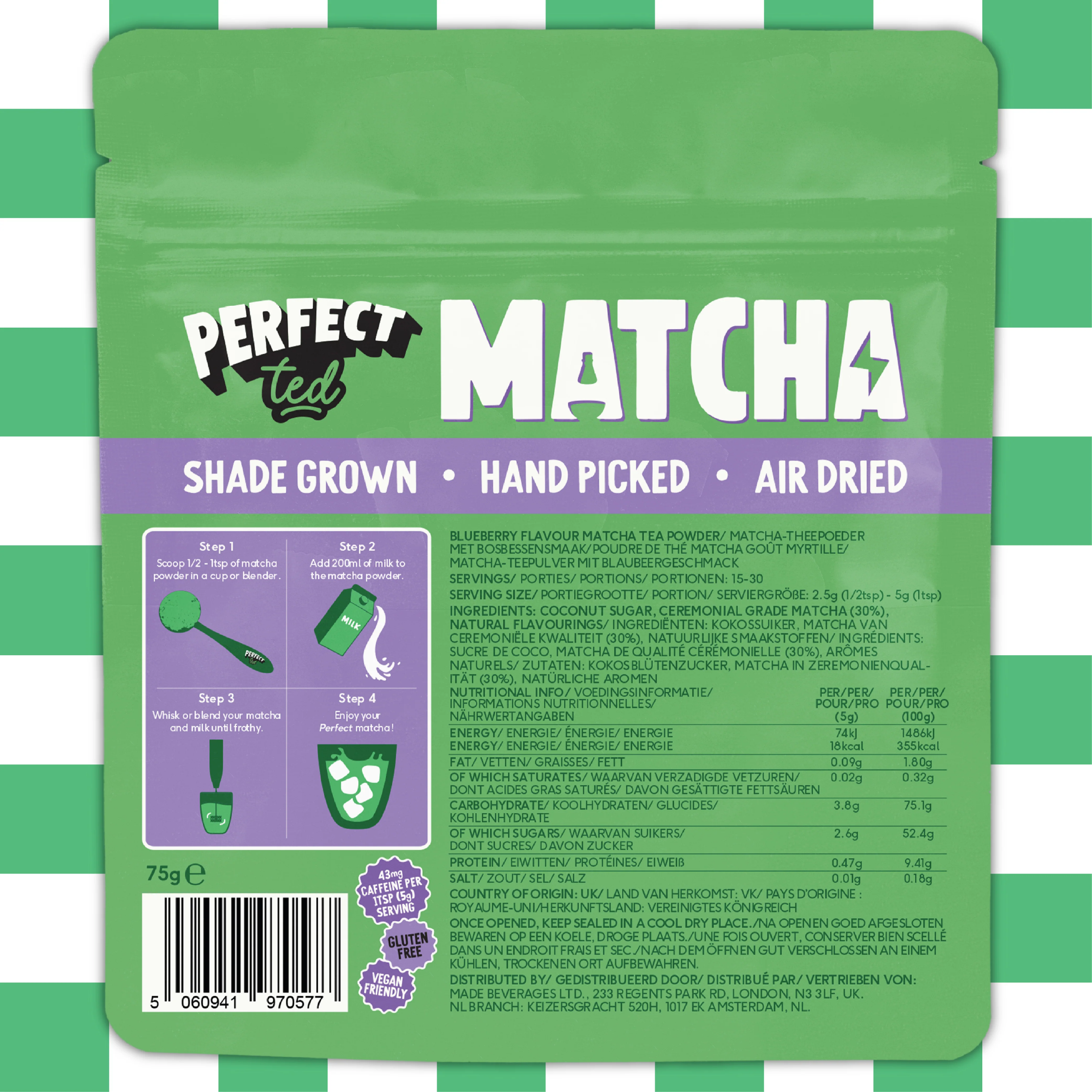 Blueberry Matcha Powder 75g