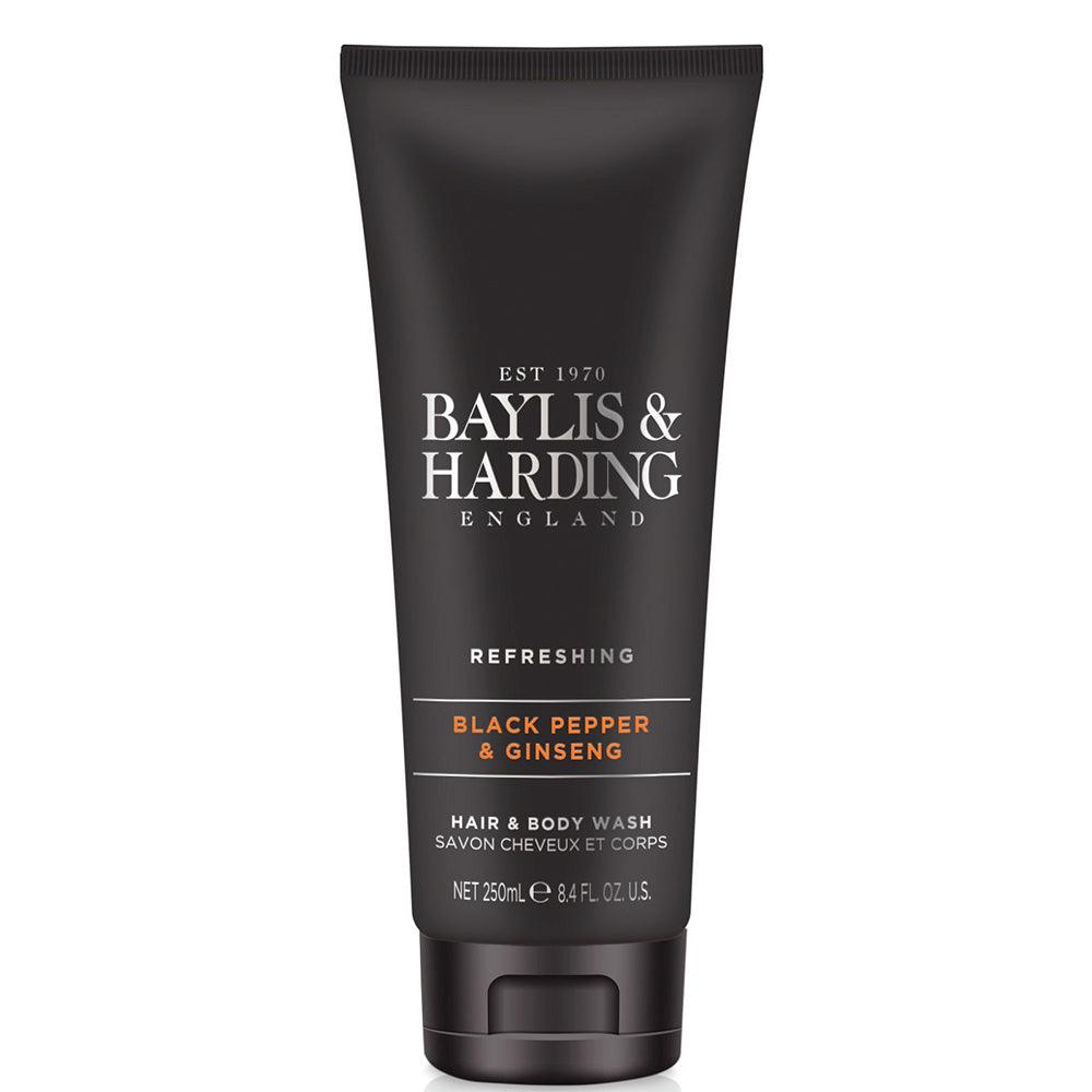 Black tube of hair and body wash with black pepper and ginseng, 250ml size