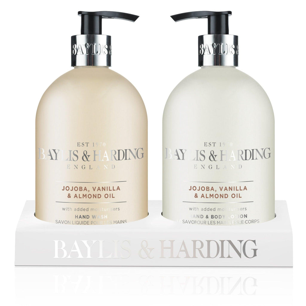 Baylis & Harding Jojoba, Silk & Almond Oil 2 Bottle Set; 500ml Hand Wash & 500ml Hand & Body Lotion - THINK GOURMET