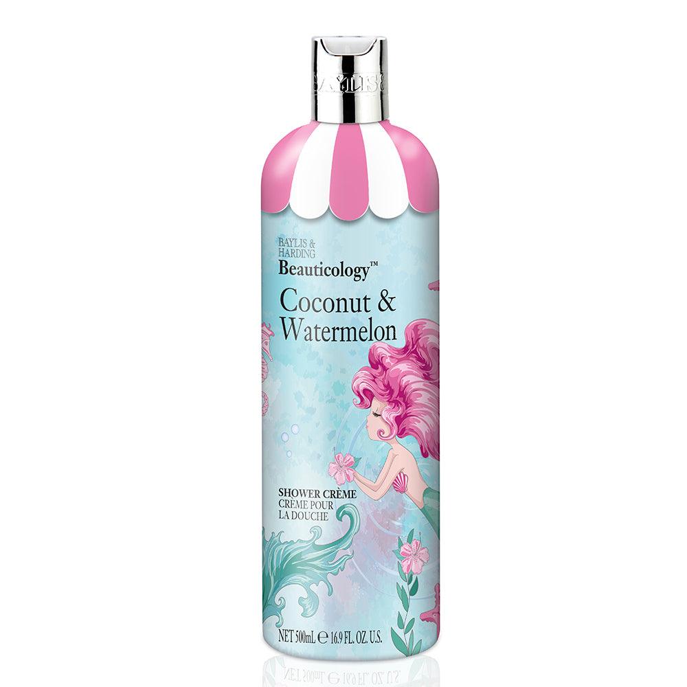 Beauticology Coconut & Watermelon shower crème 500ml bottle with mermaid illustration