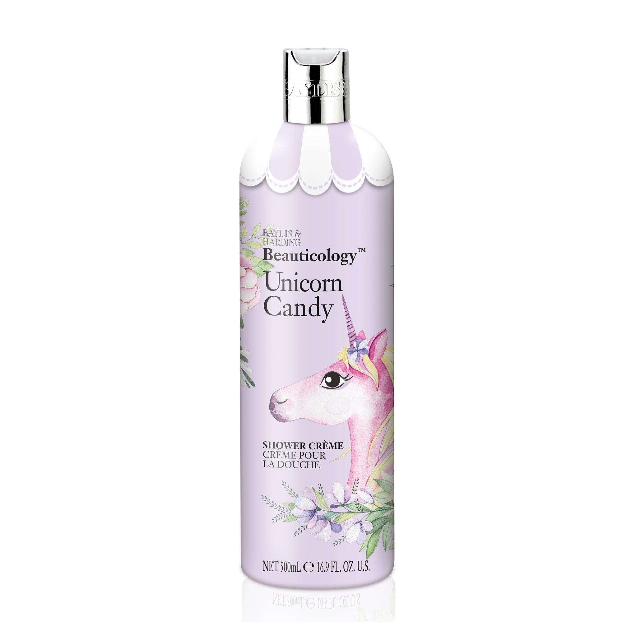 Beauticology Unicorn Candy shower crème 500ml bottle with unicorn and floral design