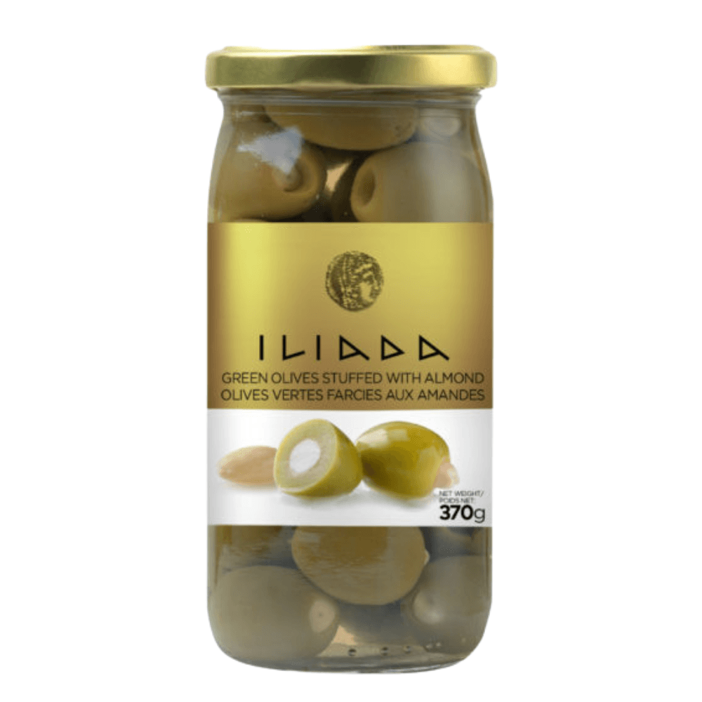 Green Olives stuffed w/ Almond 370gms in Jar - THINK GOURMET