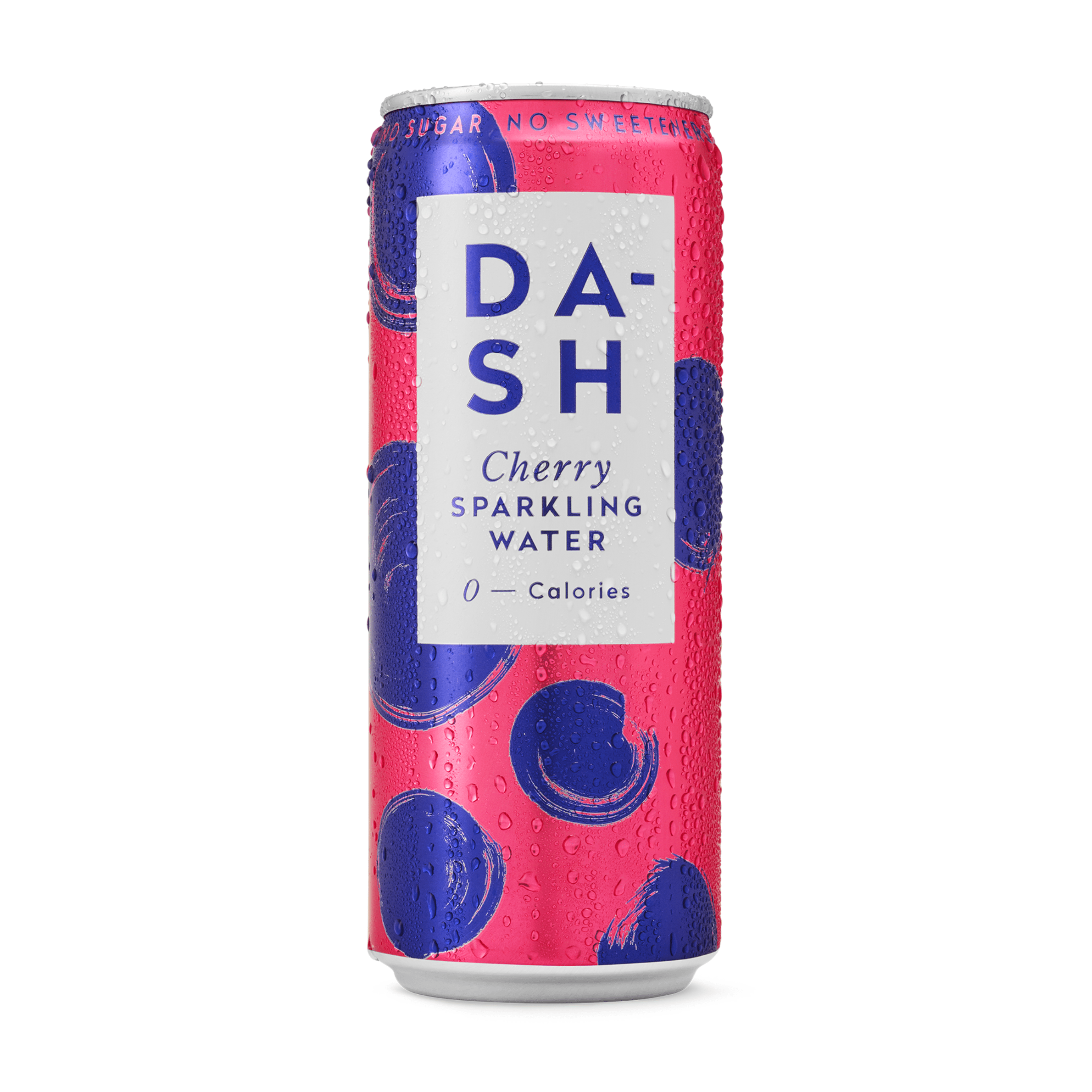 Can of DASH Cherry Sparkling Water on a white background
