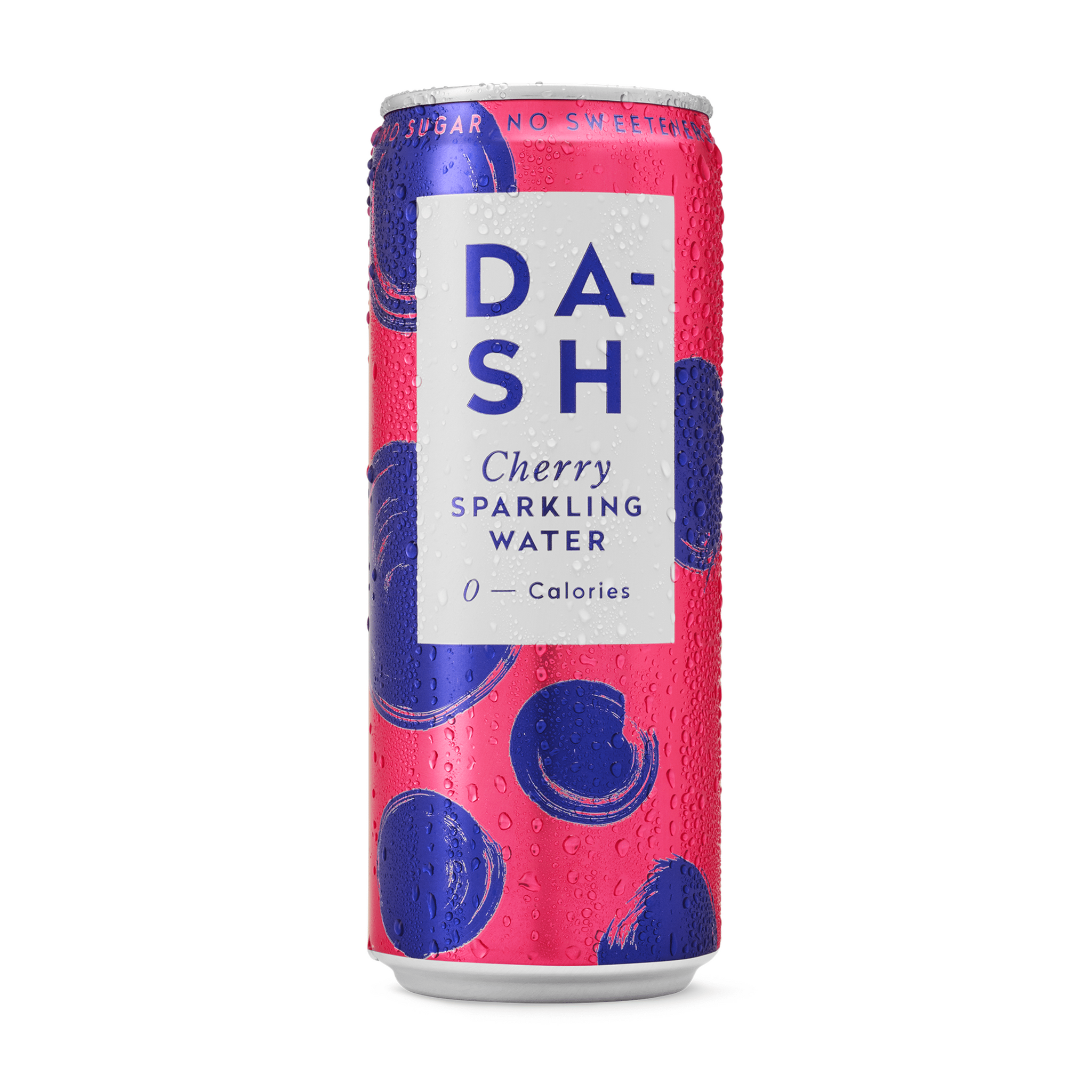 Can of DASH Cherry Sparkling Water on a white background