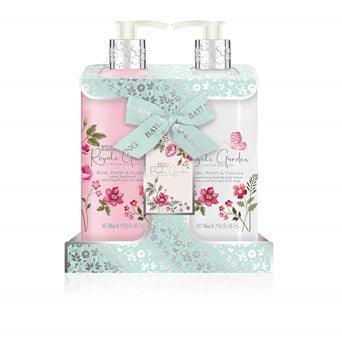 Royale Garden Rose, Poppy & Vanilla 2 Bottle Set; 300ml Hand Wash & 300ml Hand & Body Lotion - THINK GOURMET