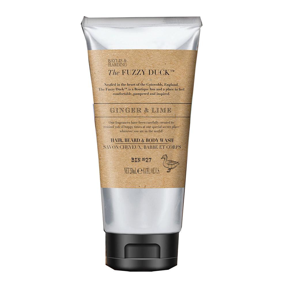 Fuzzy Duck ginger and lime 250ml hair, beard, and body wash tube with kraft label