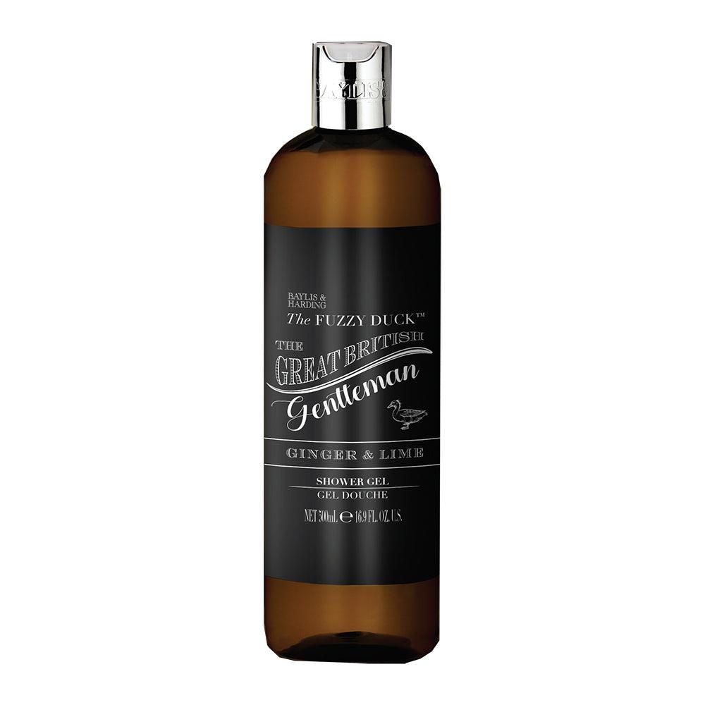 Men's ginger and lime shower gel in a sleek black and amber 500ml bottle